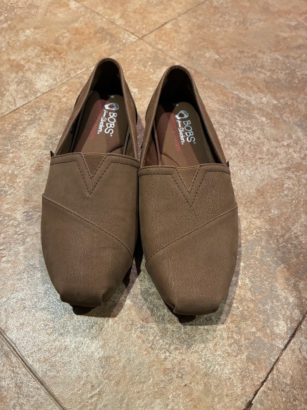 BOBS from Skechers Womens Brown Slip-On Canvas Loafers